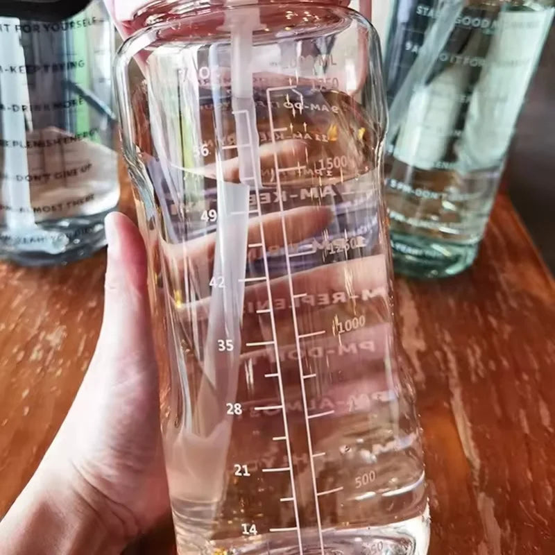 2L Large Water Bottle with Straw