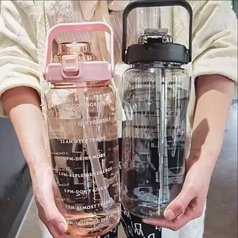 2L Large Water Bottle with Straw