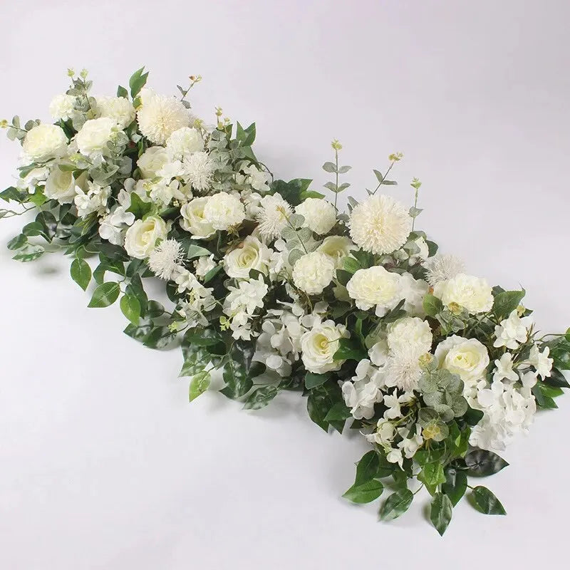 100cm White Rose Artificial Flower Row