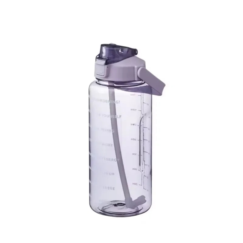 2L Large Water Bottle with Straw